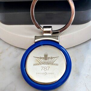 Boeing DREAM DELIVERED 787 Dreamliner Keyring Chain Blue Polished Chrome Vintge